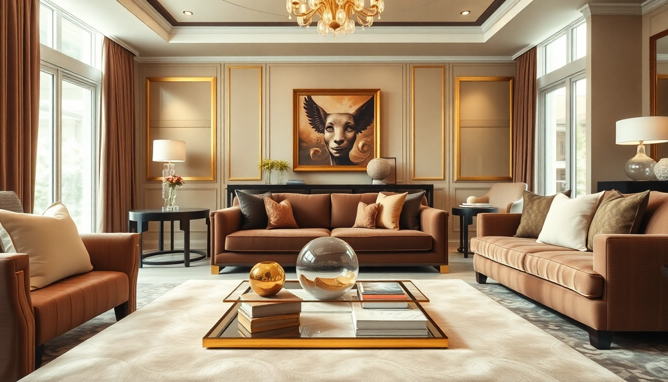 Descubre la elegancia del estilo luxury12 en un lujoso salón con decoración sofisticada.